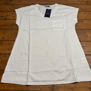 Sampel White V Neck Pocket T Shirt Dress Womens Size S Basic Tunic
